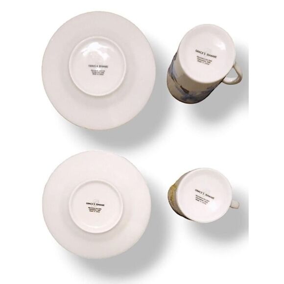 Grace Teaware FLORAL Demitasse Espresso Cup and Saucer Set (Service for 4) - Picture 3 of 7